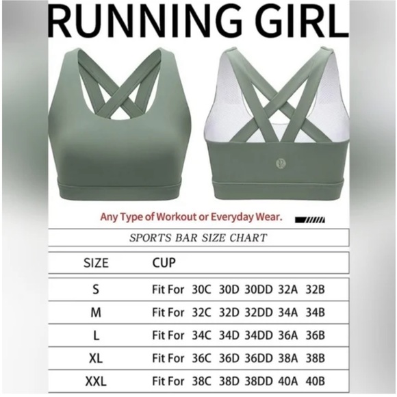 NWT Running Girl Criss-Cross Strappy Sports Bra Medium Support Removable Cups - Picture 7 of 13